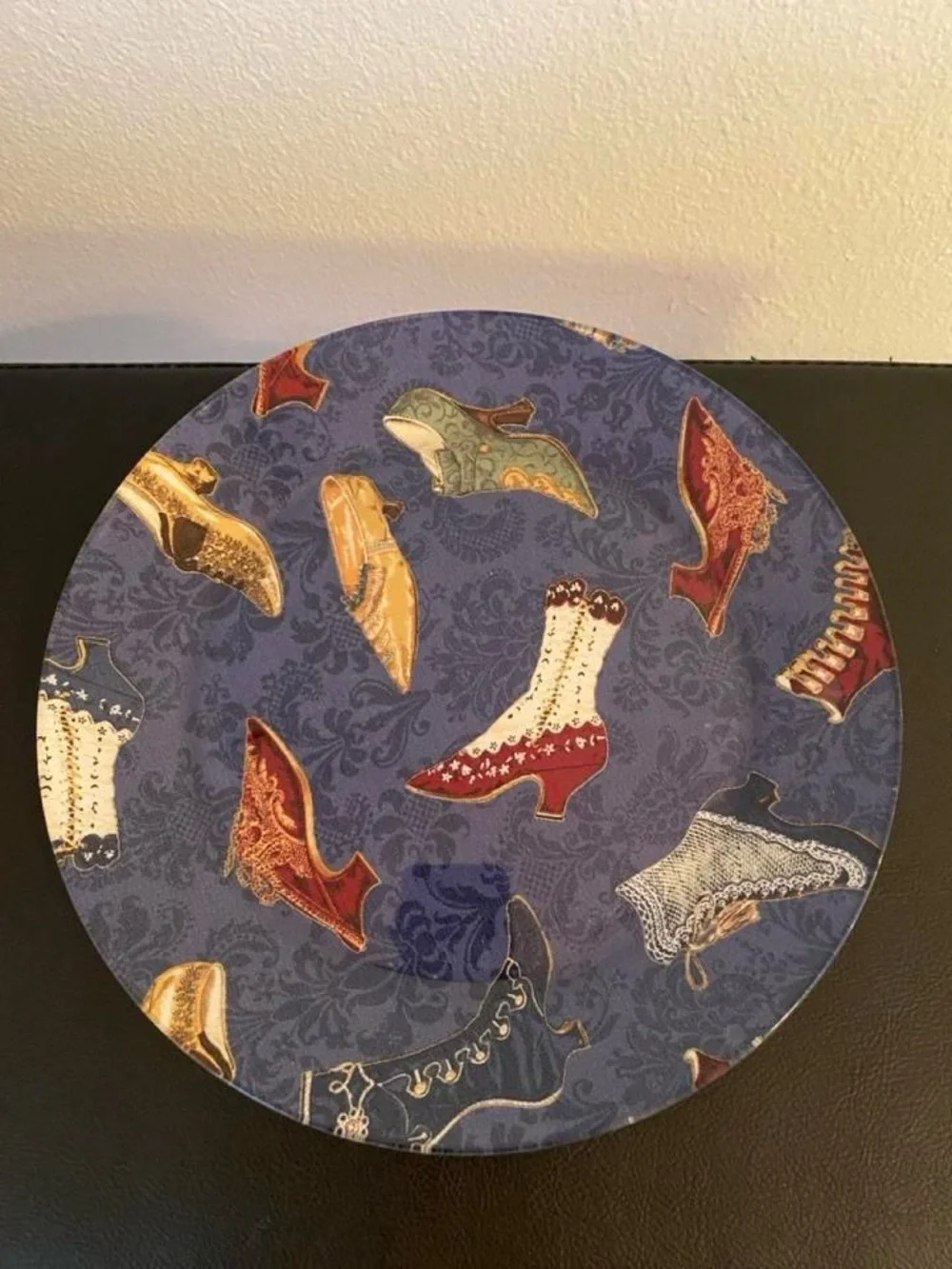 Blue Victorian Boot Accent Plate - Unbranded Decorative Plate